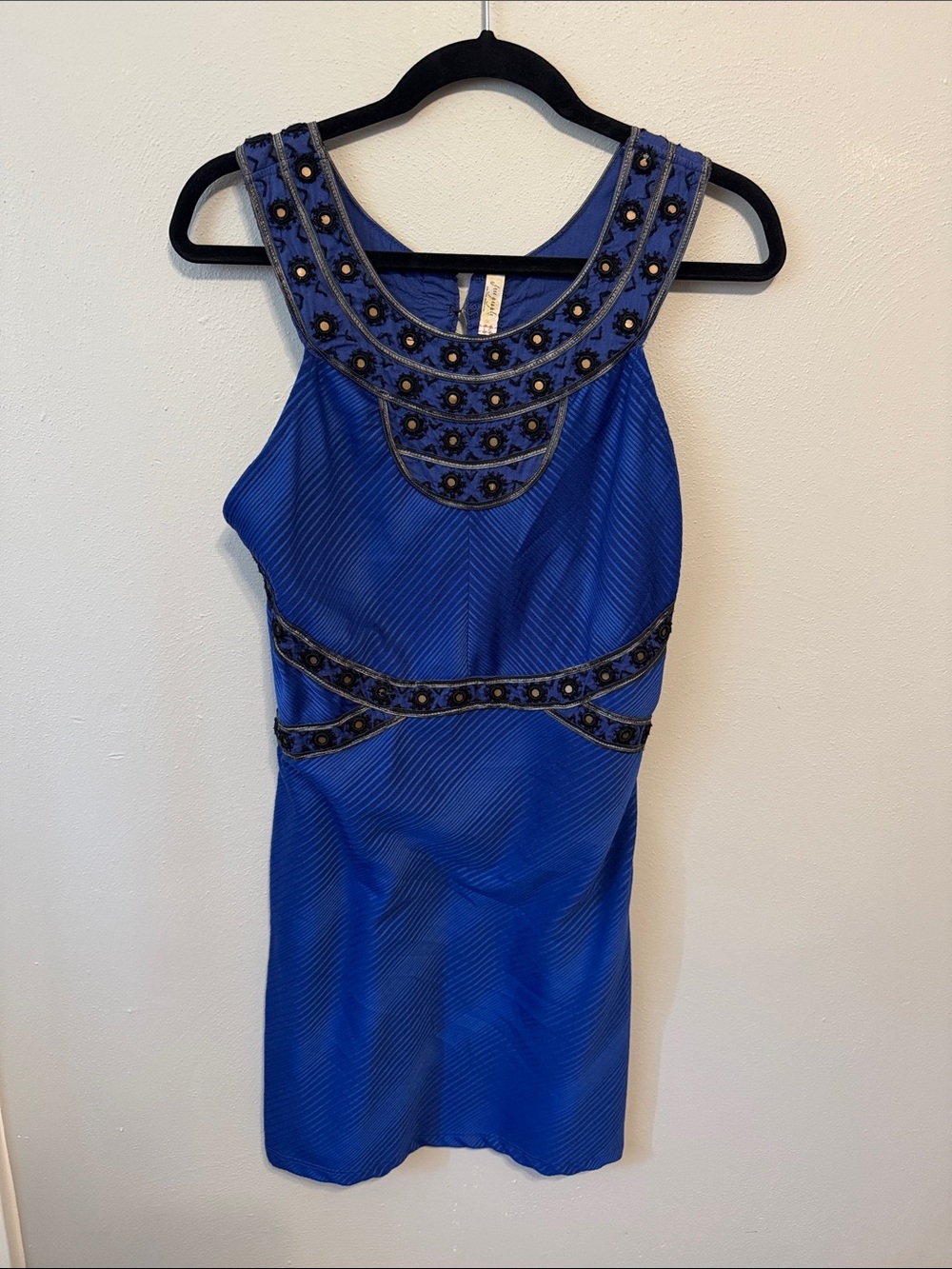 Free People Royal Blue Beaded Mini Dress